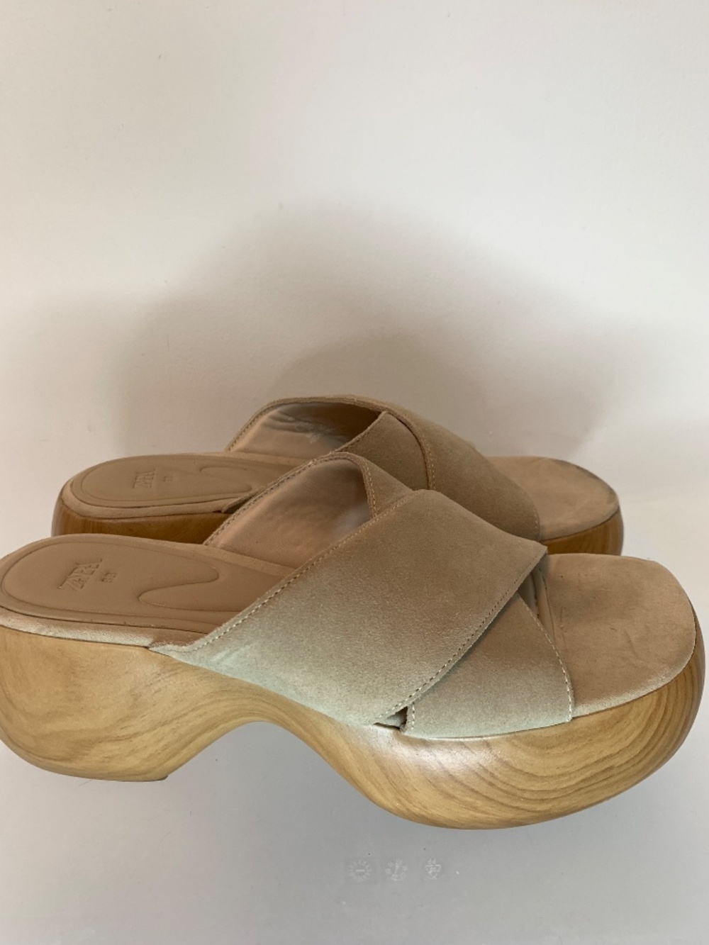 Zara Sand Brown Split Suede Sandals 39 - Picture 10 of 11